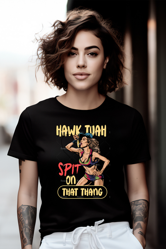 Hawk Tuah Spit on That Thang - Woman Spits on Fishing Lure - Unisex Heavy Cotton Tee